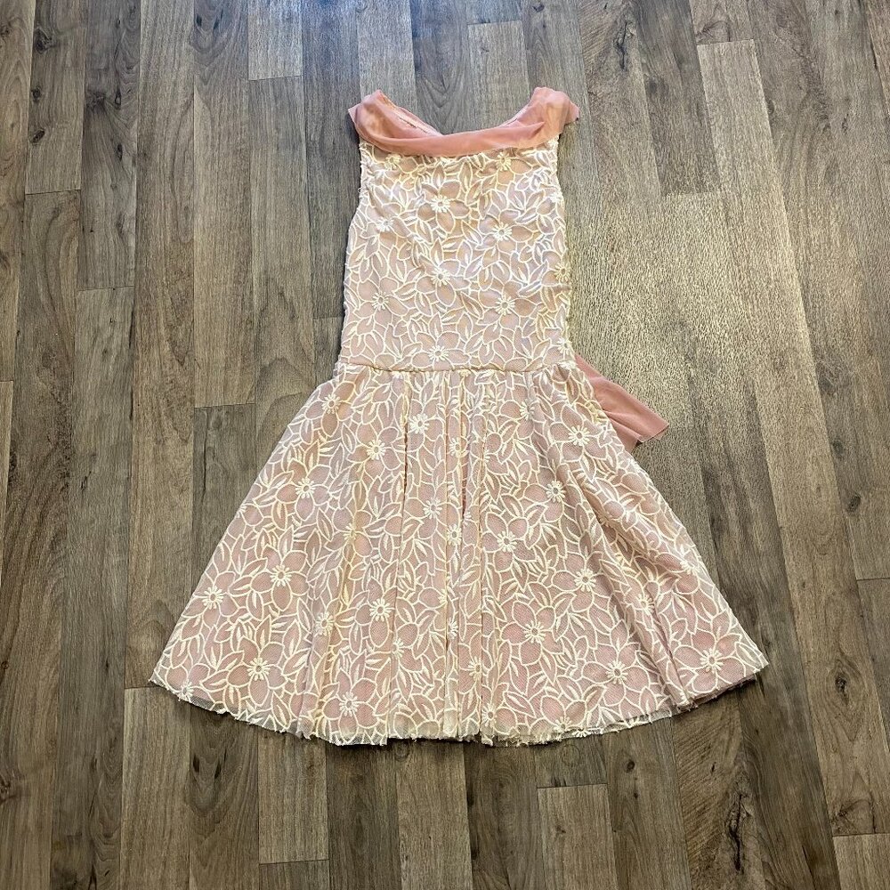 Weissman Lace Pink Creme A-Line Skater Dance Costume Size Small Adult